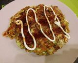 A picture of step 5 of Okonomiyaki.