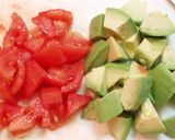 A picture of step 1 of White Miso Scrambled Eggs with Tomato and Avocado.