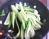 A picture of step 5 of Bok Choy and Mushrooms in Oyster Sauce.