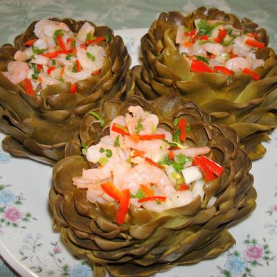 Stuffed Artichokes With Shrimps Recipe By Jon Michelena