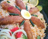 A picture of step 7 of Kabab Biryani.