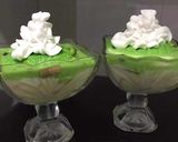 A picture of step 7 of Pistachios Rasmalai vanilla mousse fruity trifle.