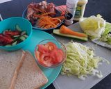 A picture of step 1 of Sandwich from left overs.