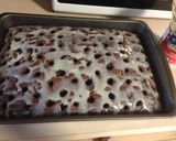 A picture of step 1 of Chocolate Fudge Candy Bar Cake.