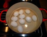 A picture of step 1 of Mike's Southwestern Egg Salad On Jalapeño Bagels.