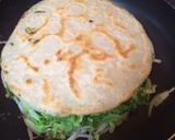 A picture of step 9 of Hiroshima-style Okonomiyaki made with Two Pans.