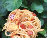 A picture of step 8 of Chicken fajita spaghetti.