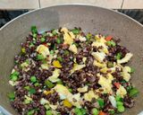 A picture of step 8 of EGG FRIED RICE with BLACK RICE.