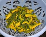A picture of step 2 of Kaju Karela Sabji.