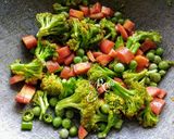 A picture of step 1 of Masala Oats with crunch of Veggies.