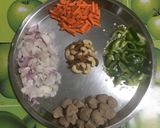 A picture of step 1 of Soya Nuggets fried rice.