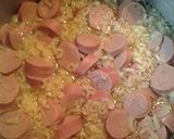 A picture of step 4 of Skyes ramen and Vienna sausage.