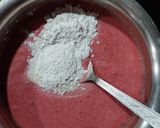 A picture of step 2 of Beetroot Cheela with Coriander chutney.