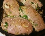 A picture of step 4 of Crab, Spinach, Mushroom, & Parmesan Chicken.