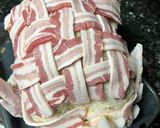 A picture of step 6 of Bacon wrapped smoked Turkey.