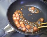 A picture of step 2 of Avocado and Wiener Sausage Teriyaki Rice Bowl.
