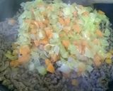 A picture of step 11 of Three Way Minced Beef with mirepoix..