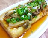 A picture of step 8 of Easy Agedashi Tofu with Savory Mushroom Sauce.