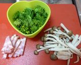 A picture of step 1 of Japanese-style Pasta with Broccolini and Bacon.