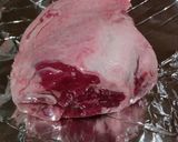 A picture of step 1 of Lamb leg on foil.