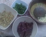 A picture of step 1 of Fusili with parsley and olives pesto.
