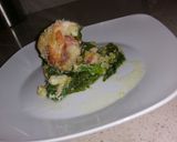 A picture of step 8 of Chicken Cordon Bleu Bake with Mustard Greens.
