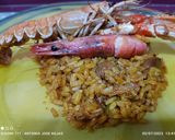 Foto del paso 6 de la receta: Arroz cristalino con setas, espárragos, gambas rojas y escamarlanes