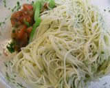 A picture of step 10 of Chilled Pasta with Seasonal Tomatoes, Asparagus and Basil.