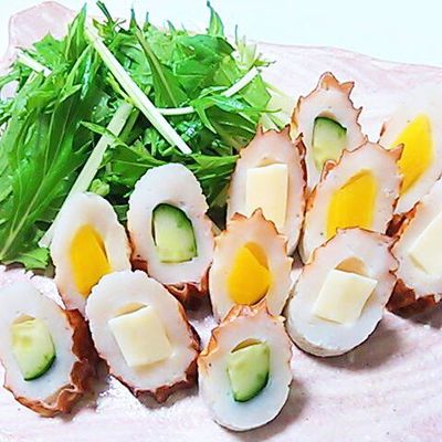 Chikuwa Stuffed With Cheese, Cucumbers, And Takuan Recipe By