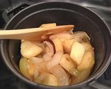 A picture of step 7 of Waterless Nikujaga (Simmered Meat and Potatoes) in a Staub Cocotte.