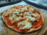 Pizza rápida de pollo y pimiento