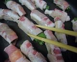 A picture of step 10 of Great in Bentos- Pork Rolls with Umeboshi, Shiso Leaves, and Cheese.