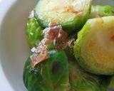 A picture of step 7 of Seasoned Brussels Sprouts with Bonito Flakes.