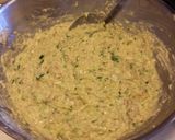 A picture of step 4 of Razor Clam and Zucchini Fritters with my Avocado Sauce.