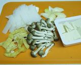 A picture of step 1 of Mizuna Greens, Pork, and Daikon Radish Harihari Hot Pot.