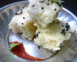 A picture of step 4 of Pineapple Dhokla.