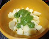A picture of step 1 of Chatpate Dhaniya Ke Aloo.