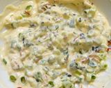 A picture of step 1 of Baked Sausages with Onion Miso and Mayo.
