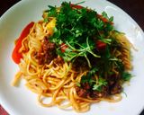 Hình bước làm 12 của món Mì trứng/nui sốt bò băm