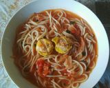 Foto langkah ke 7 dari resep Spaghetti rebus bumbu sambal tomat pedas.