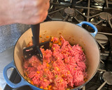 A picture of step 4 of Rigatoni Bolognese! 🇮🇹.