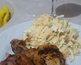 A picture of step 1 of Cole slaw and friend chicken.