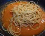 A picture of step 4 of Spaghetti alla Chitarra with Cherry Tomato Cream and Tastasale Ragù.