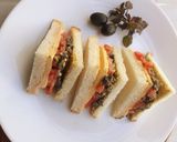 A picture of step 6 of Black olives and Indian Basil Pesto Sandwich.