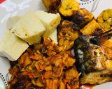 A picture of step 1 of Homemade yam/boli with sauce.