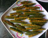 A picture of step 3 of Bharwa Bhindi.