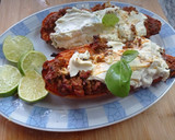 A picture of step 10 of Sweet Potato Boats with Cream Cheese Sauce with Mint and Lime.