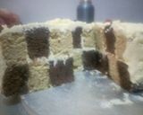 A picture of step 14 of Vanilla chocolate checker board cake.