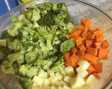 Foto del paso 1 de la receta: Tortilla bien saludable de papas, zanahorias y brócoli al horno