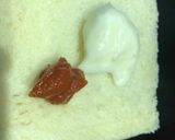 A picture of step 1 of 3 colour Mini Bread Pizza 🍕.